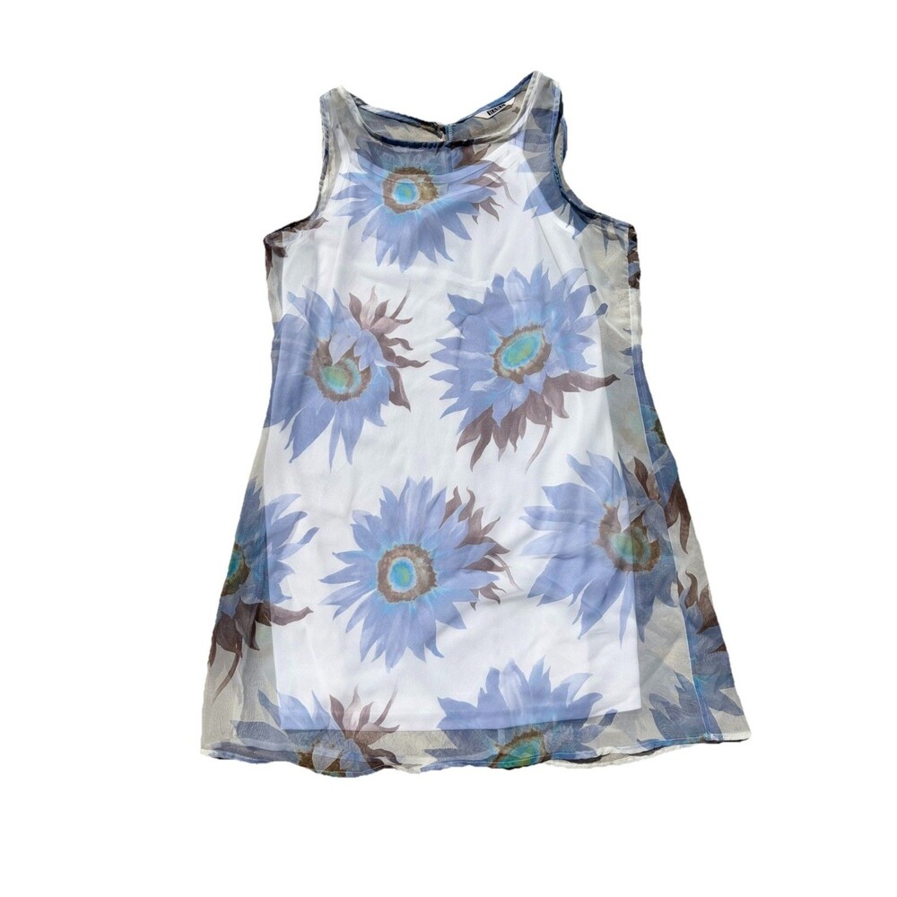 HANA 90s Blue Floral Mini Dress Size Small* Y2K Made in USA